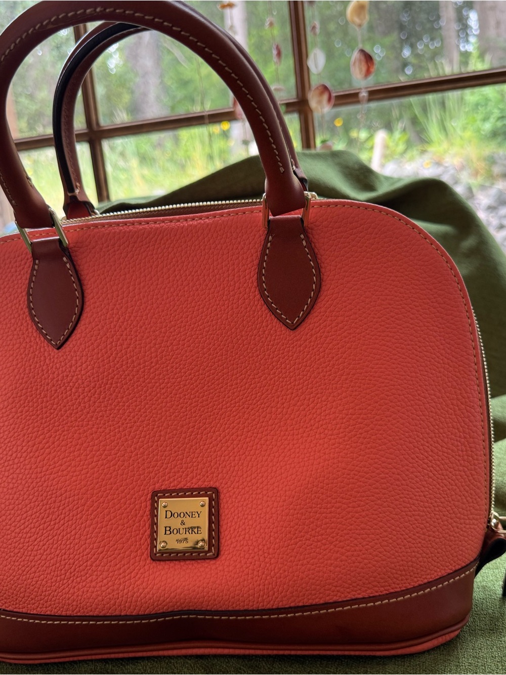 Dooney & Bourke Coral Satchel with Brown Trim